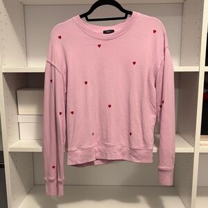 Rails Pink Sweatshirt with Red Heart Accents